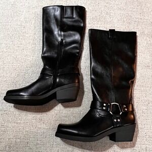 Universal Thread Oakley Boots Black Square Toe Buckle Memory Foam Women's 7.5